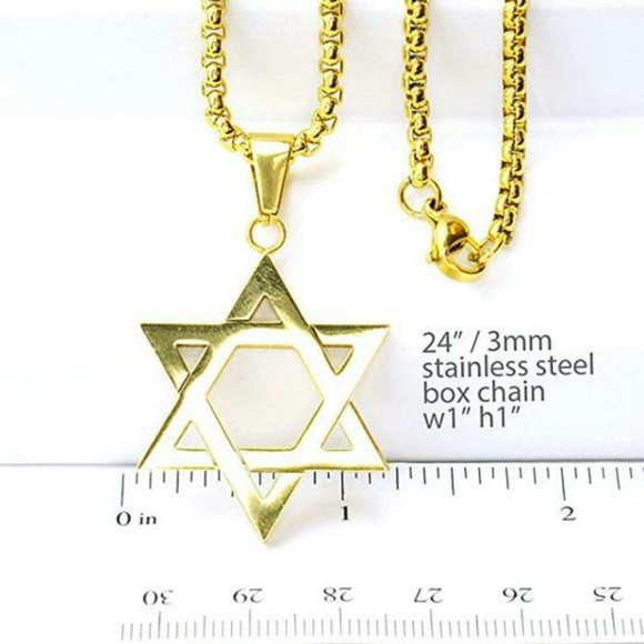 Star of David Necklace Gold Jewish Star Hebrew - Picture 2 of 2